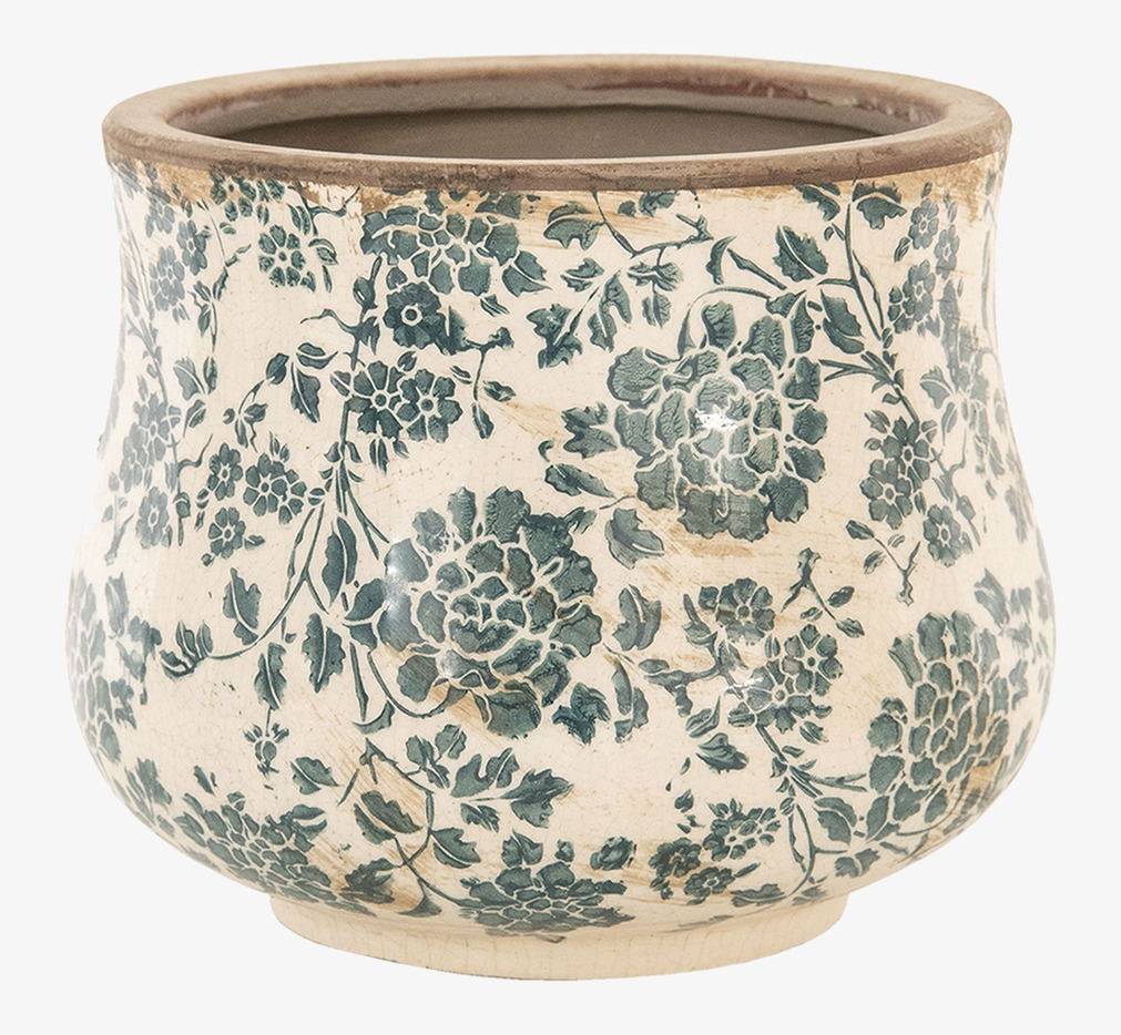 Kruka Blommor Beige/Grön Clayre & Eef Krukor Örtkrukor Glaskrukor