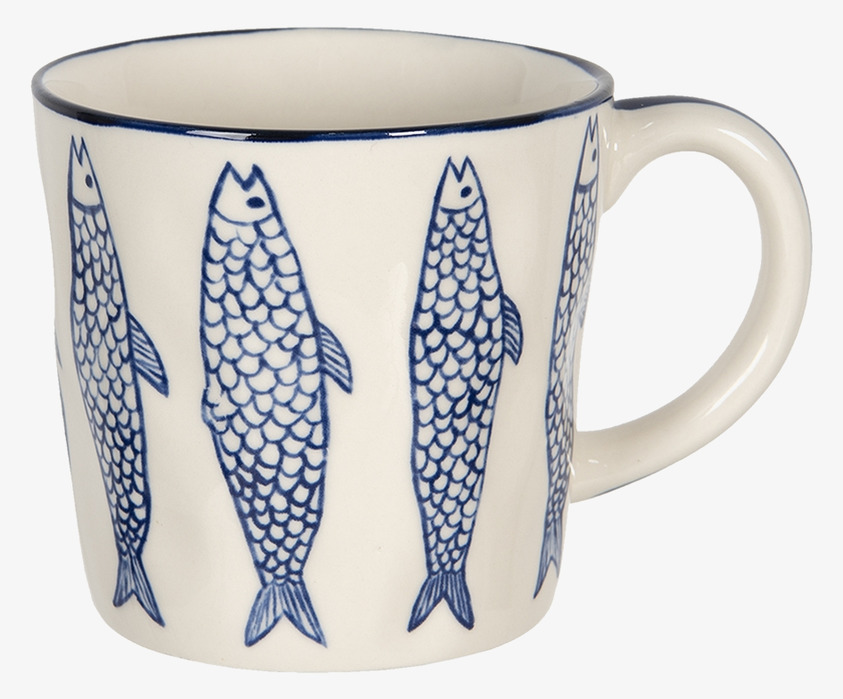 Mugg Fisk Creme/Blå Clayre & Eef Muggar/koppar i porslin, keramik, papper eller biologiskt material organiskt ekologiskt