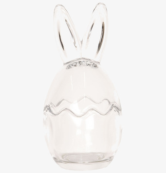 Foto: Glasburk med kaninöron, frilagd vit bakgrund