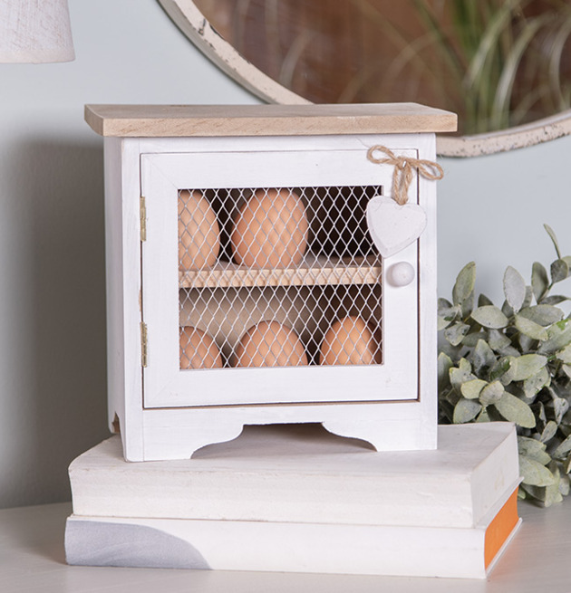 Äggskåp Vit Clayre & Eef Förvaringslådor och korgar Boxar Förvaringsboxar Porslinsboxar Trälådor Smyckesboxar i porslin Förvaringsbrickor