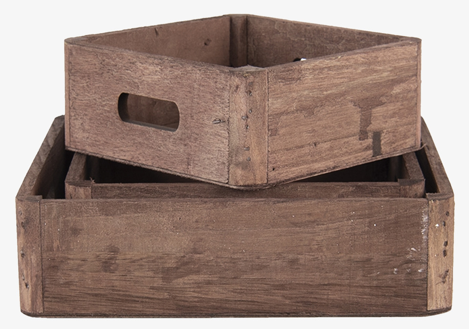 Trälådor Set/3 Clayre & Eef Förvaringslådor och korgar Boxar Förvaringsboxar Porslinsboxar Smyckesboxar i porslin Förvaringsbrickor Murstensformar