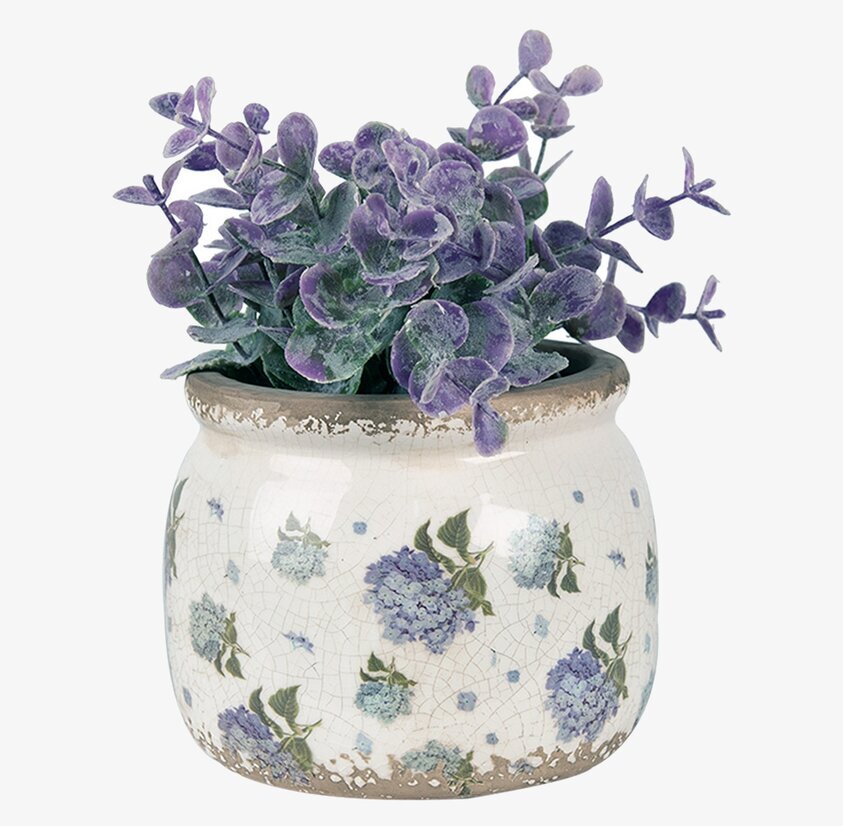 Kruka Blommor Creme/Blå Clayre & Eef Krukor Örtkrukor Glaskrukor