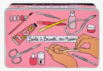 Bild av elegant rosa manikyrburk med verktygsdesign