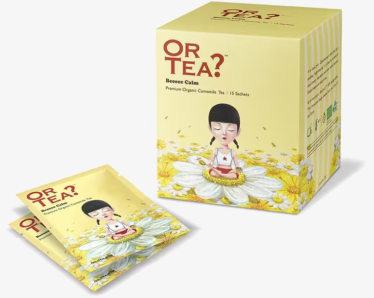 Bild av lugnande teförpackning med naturmotiv och färger