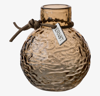 Foto: Rund bärnstensfärgad glasvas med strukturad yta