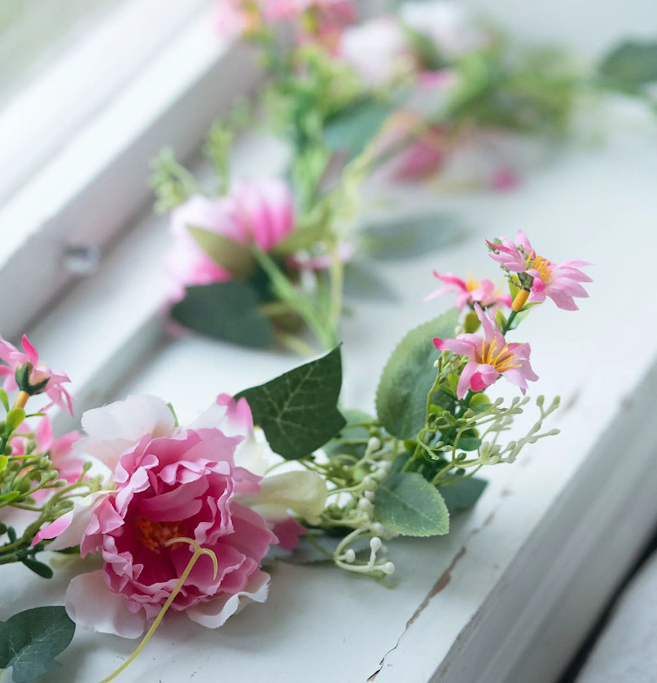 Konstväxt Girlang Blommor Rosa A Lot Decoration Konstväxter Konstblommor Plastväxter Plastblommor
