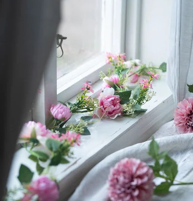 Konstväxt Girlang Blommor Rosa A Lot Decoration Konstväxter Konstblommor Plastväxter Plastblommor