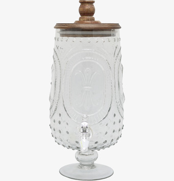 Bild: Glasdryckesbehållare med kran och trälucka