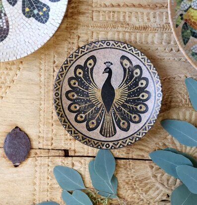 Assiett Mosaik Påfågel Ø16cm Chic Antique Tallrikar Djupa tallrikar (ej skål) Desserttallrikar Assietter Barntallrikar Picknicktallrikar