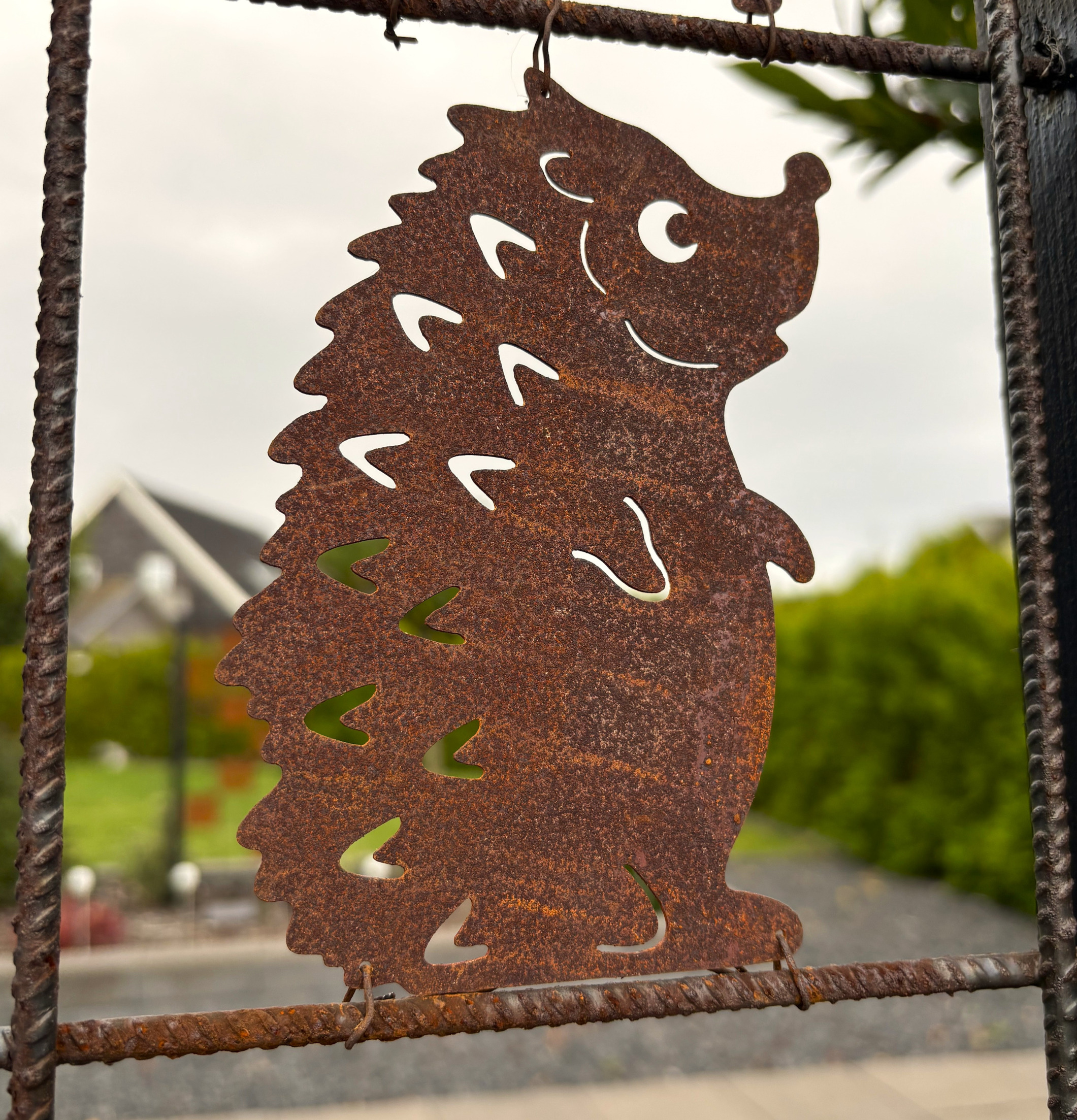 Figur Igelkott (armeringsnät) Rost Lind Decoration Utomhusskyltar Skyltar för utomhusbruk