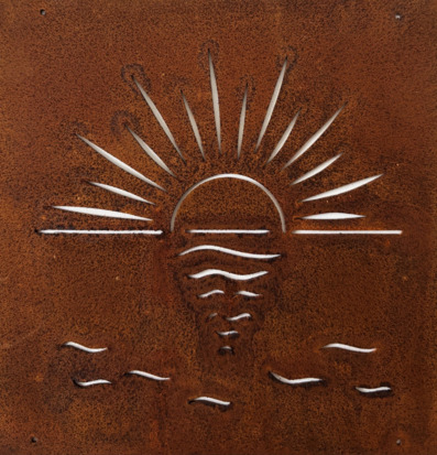 Skylt Solnedgång (armeringsnät) Rost Lind Decoration Utomhusskyltar Skyltar för utomhusbruk