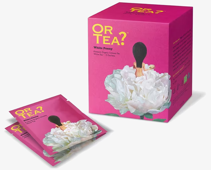 Or Tea White Peony Box/15 i färgstark magentaförpackning