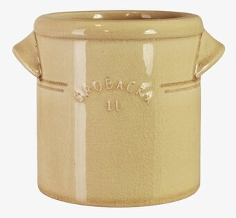 Foto av gult 1L krus i glaserat stengods, rak form