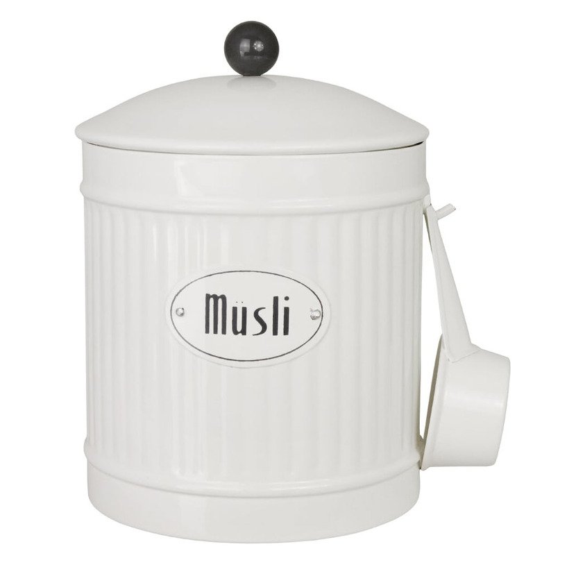Plåtburk Hugo Müsli Vit Strömshaga Plåtburkar Metallburkar