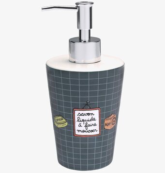 Bild av stilren tvålpump med lekfull design för badrum