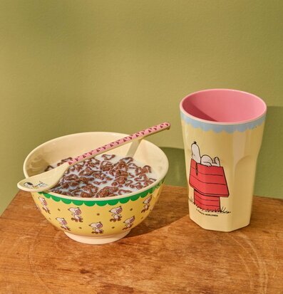 Foto: Frukostdukning med mugg, skål och sked Snobben