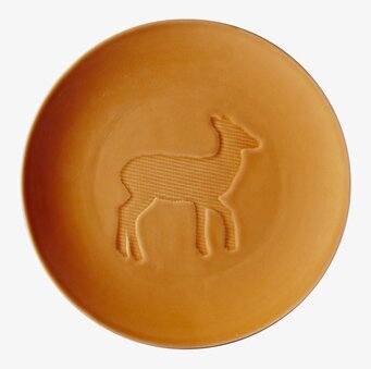 Bild av orange keramiktallrik för barn med hjortmotiv