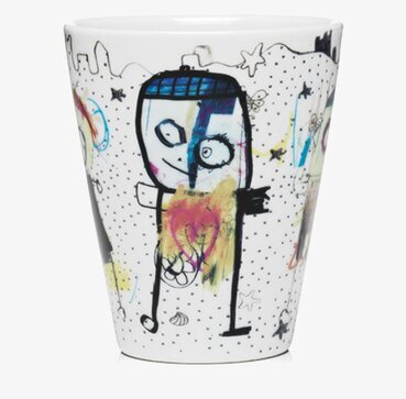 Bild av konstnärlig termomugg med färgglad design