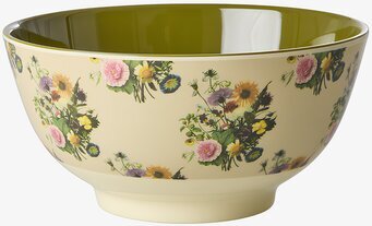 Foto: Skål med retro blomsterprint, olivgrön insida