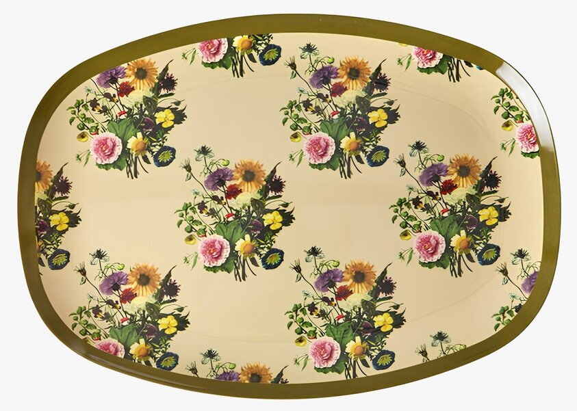 Tallrik Melamin Retro Bouquet Print Rice Tallrikar Djupa tallrikar (ej skål) Desserttallrikar Assietter Barntallrikar Picknicktallrikar