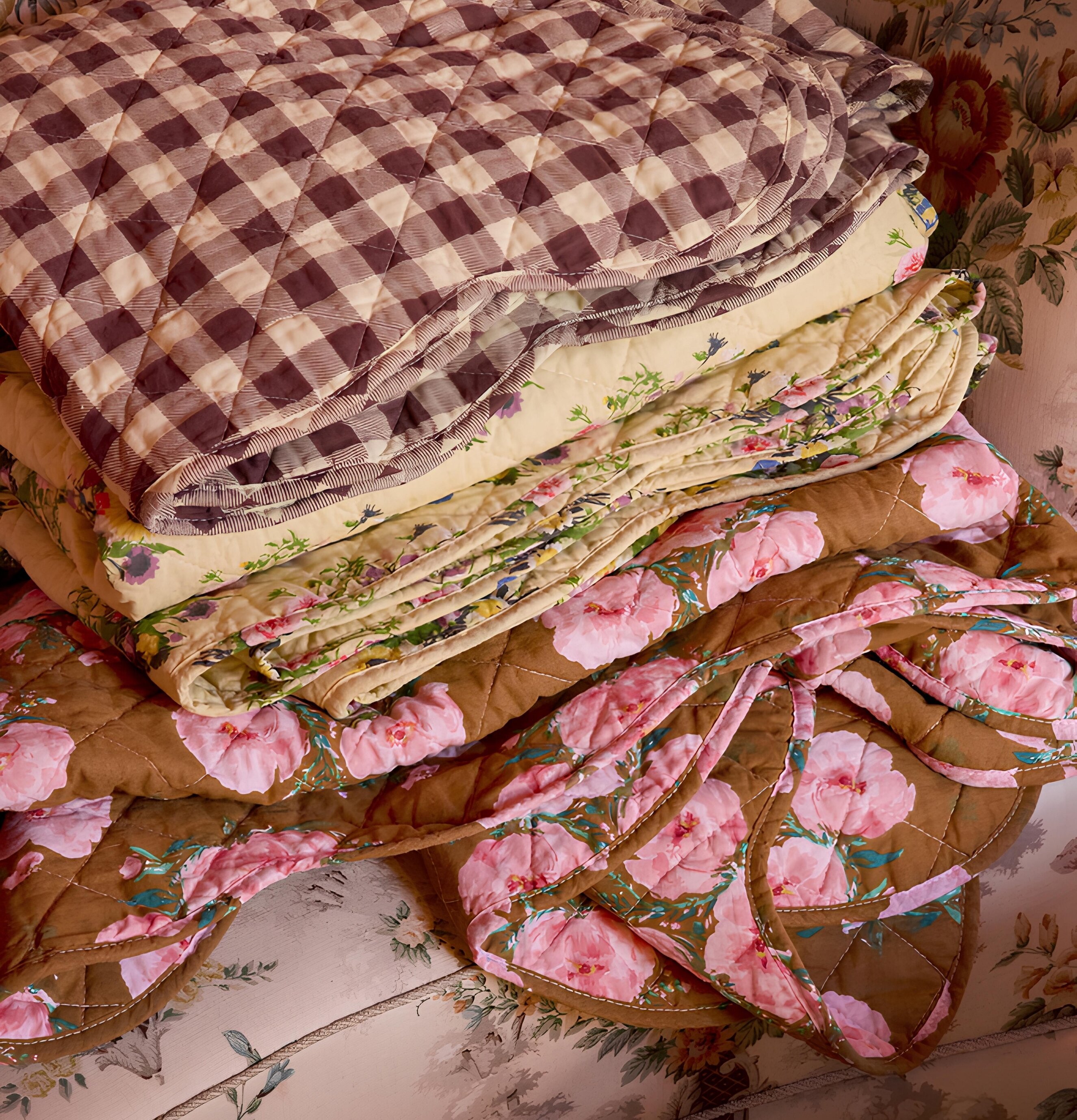 Cotton Quilt Check Me Out Print Floral Fiesta Rice Täcken, filtar, plädar och överkast Filtar Plädar