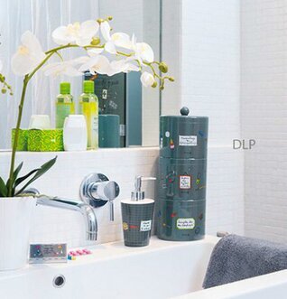 Bild av ett stilfullt och organiserat badrum med elegans