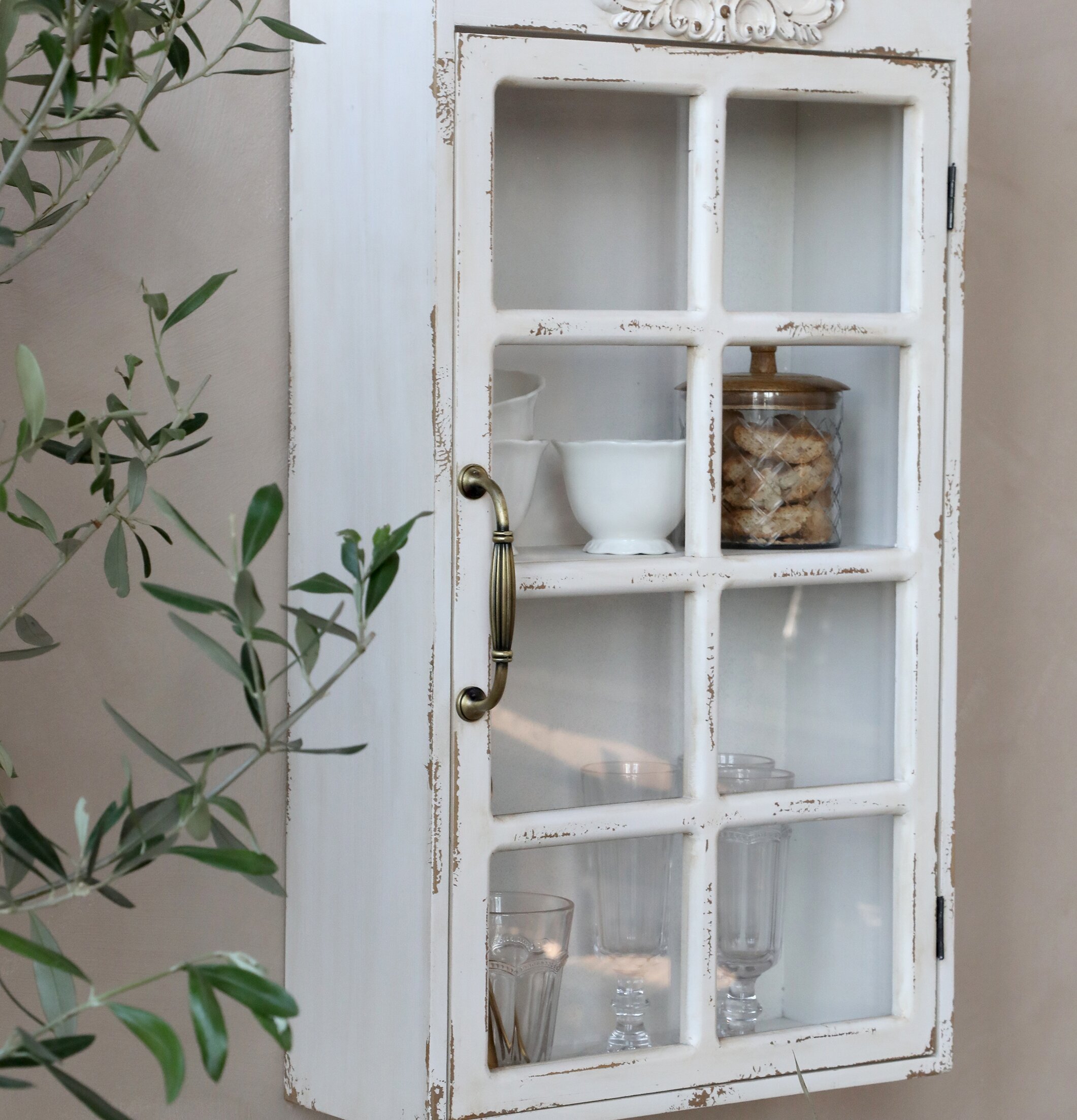 Väggskåp Antique Creme Chic Skåp (ej för nycklar eller medicin) Vägghyllor som mer är en möbel