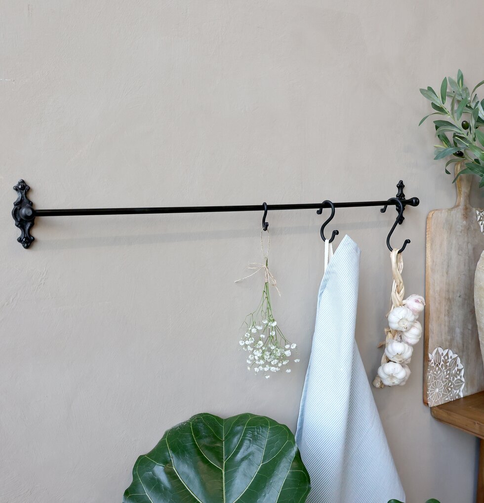 Väggstång Svart 80 cm Chic Antique Knoppar Väggknoppar Klädhängare