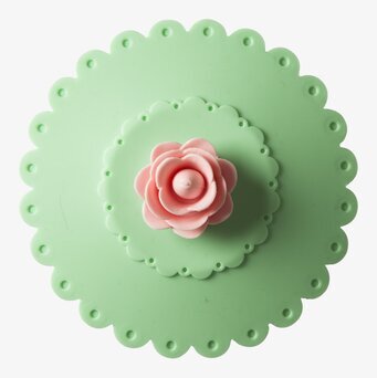Bild av charmigt silikonlock i vintage grön med blomma