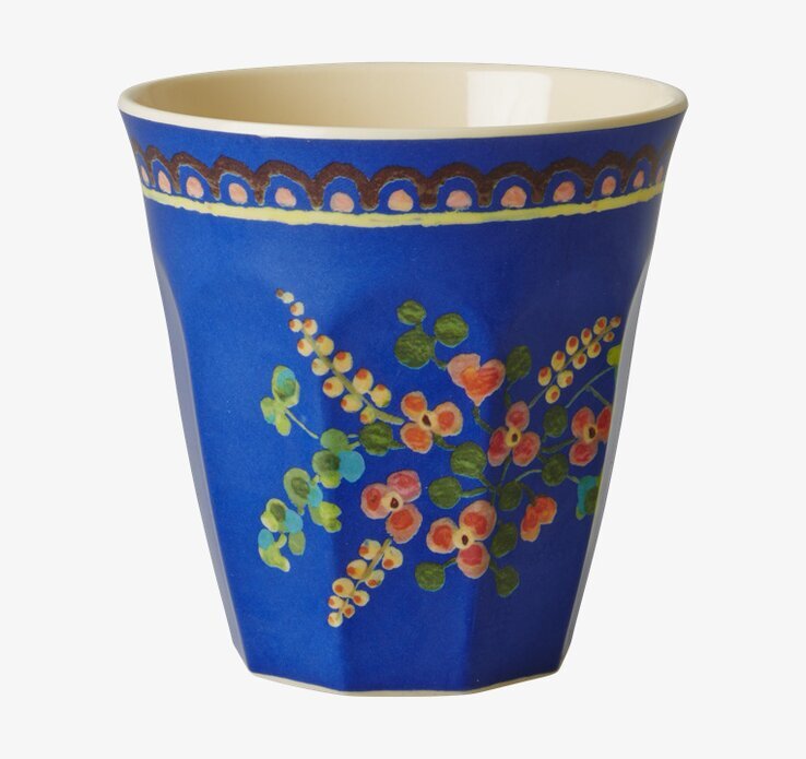 Mugg Blue Flower Print från Rice med blommönster och kant