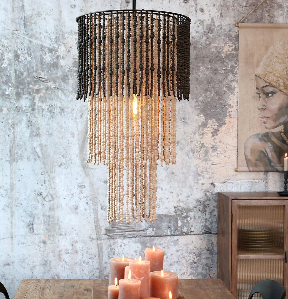 Ljuskrona Med Träpärlor Chic Antique Lampor Taklampor Golvlampor Bordslampor LED-lampor Ledlampor Fönsterlampor Ljusslingor för dekoration