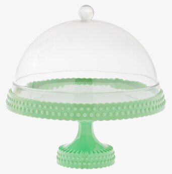Bild av elegant ljusgrönt kakfat med transparent kupol