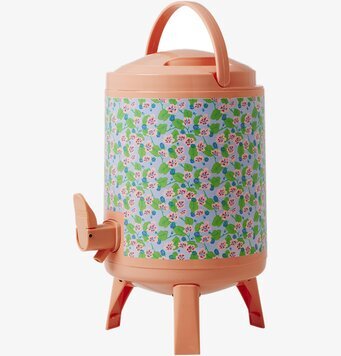 Bild av färgglad vattenbehållare med blommigt mönster