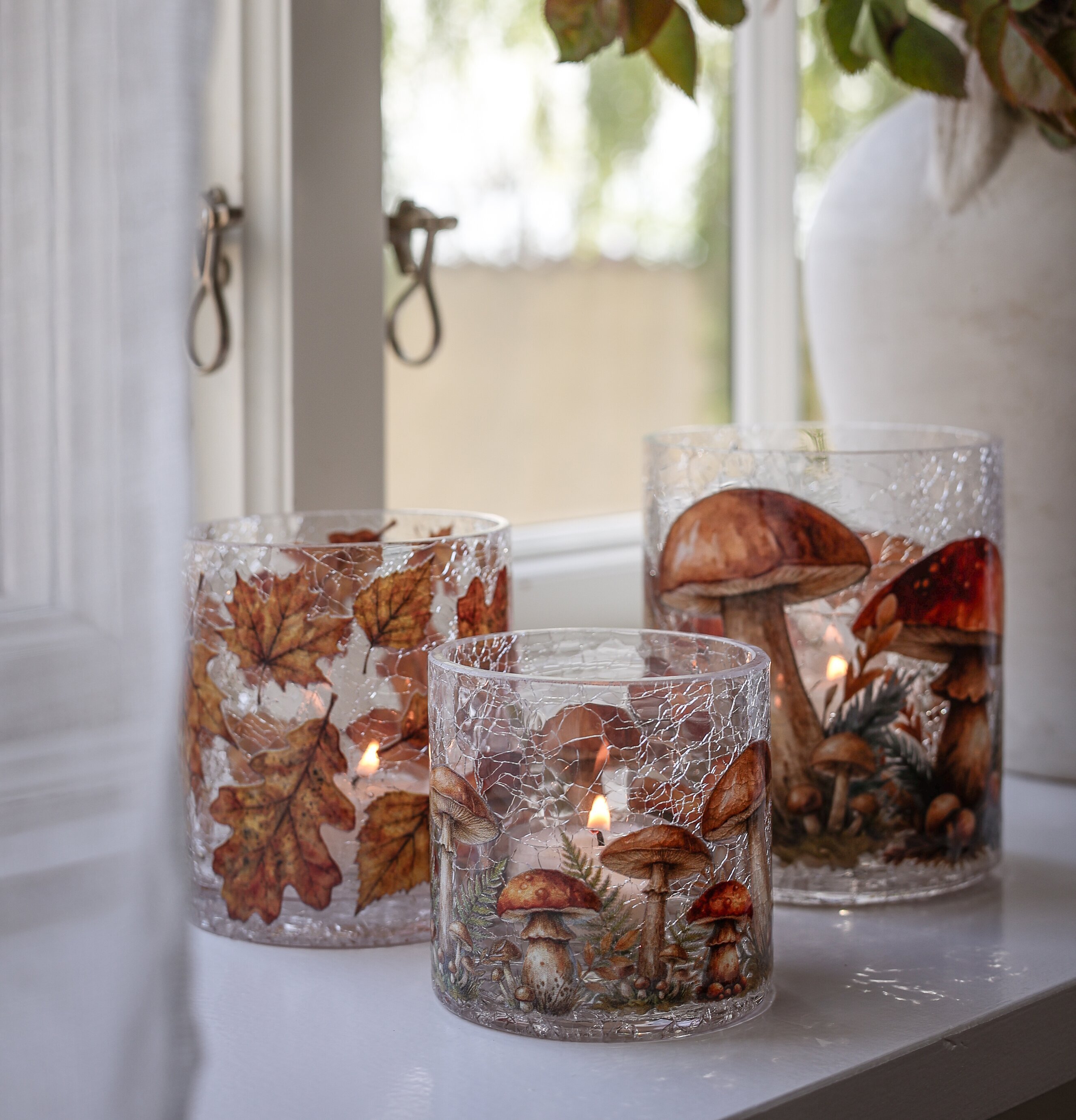 Ljuslykta Autumn Forest Mushrooms 10x12 cm - Majas Cottage Lyktor Endless Light Ljuslyktor