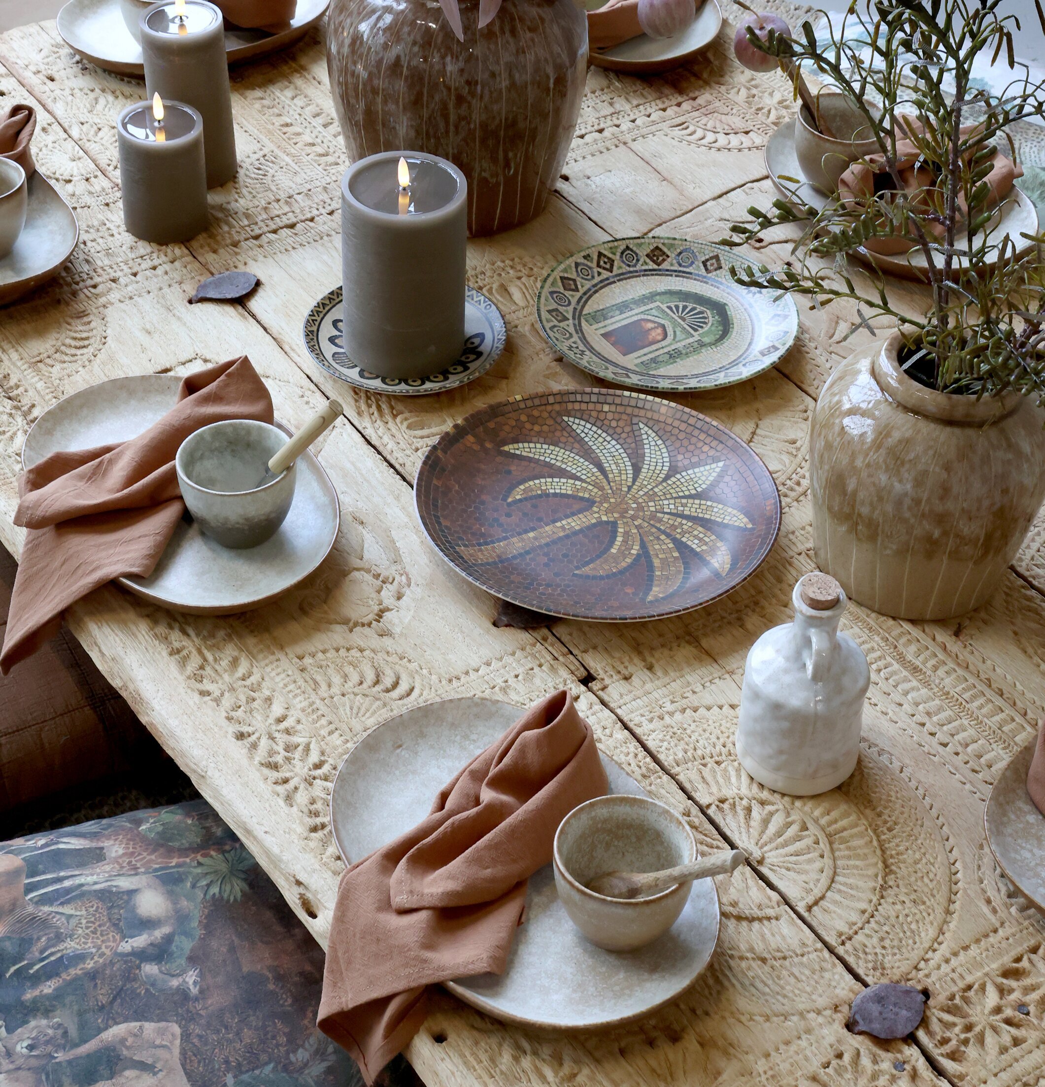 Vas Stengods Mocca Beige Chic Antique Krukor Örtkrukor Glaskrukor Vaser