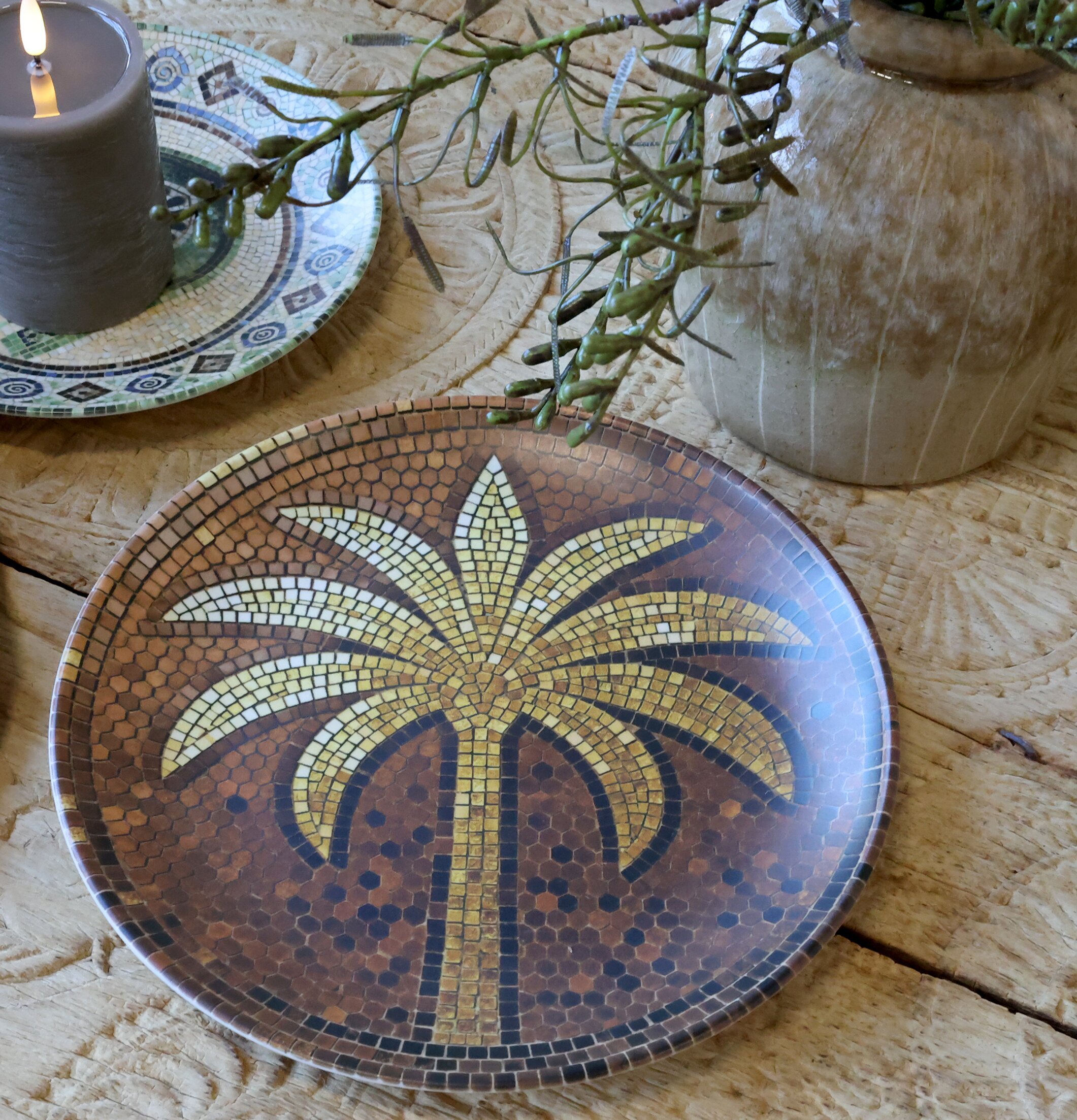Tallrik Mosaik Palm Ø26,5cm Chic Antique Tallrikar Djupa tallrikar (ej skål) Desserttallrikar Assietter Barntallrikar Picknicktallrikar