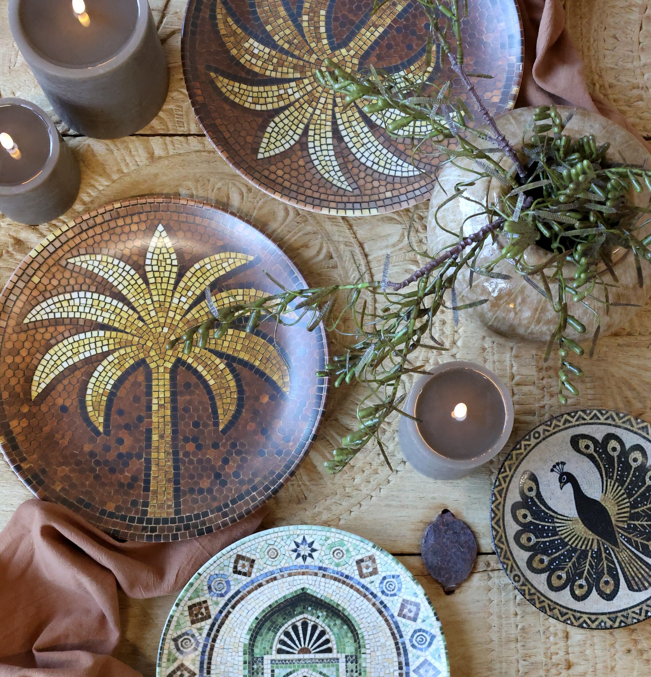 Tallrik Mosaik Palm Ø26,5cm Chic Antique Tallrikar Djupa tallrikar (ej skål) Desserttallrikar Assietter Barntallrikar Picknicktallrikar