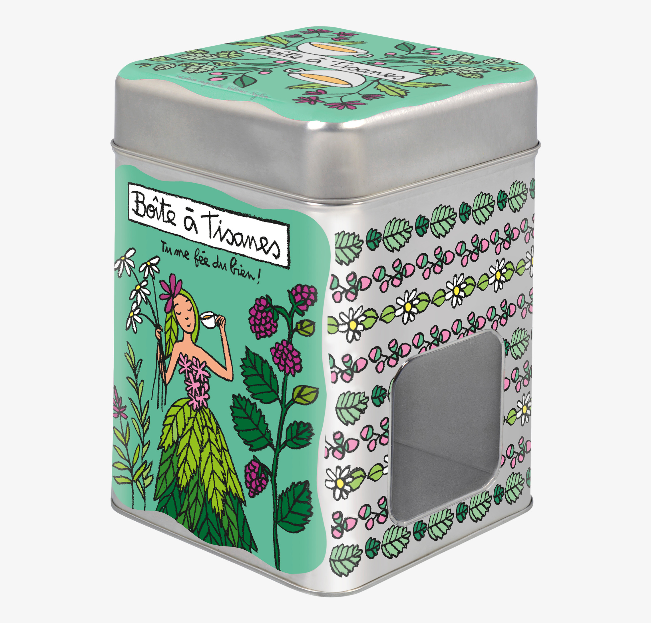 Plåtburk Smart Te Grön från Derriére la porte, dekorerad