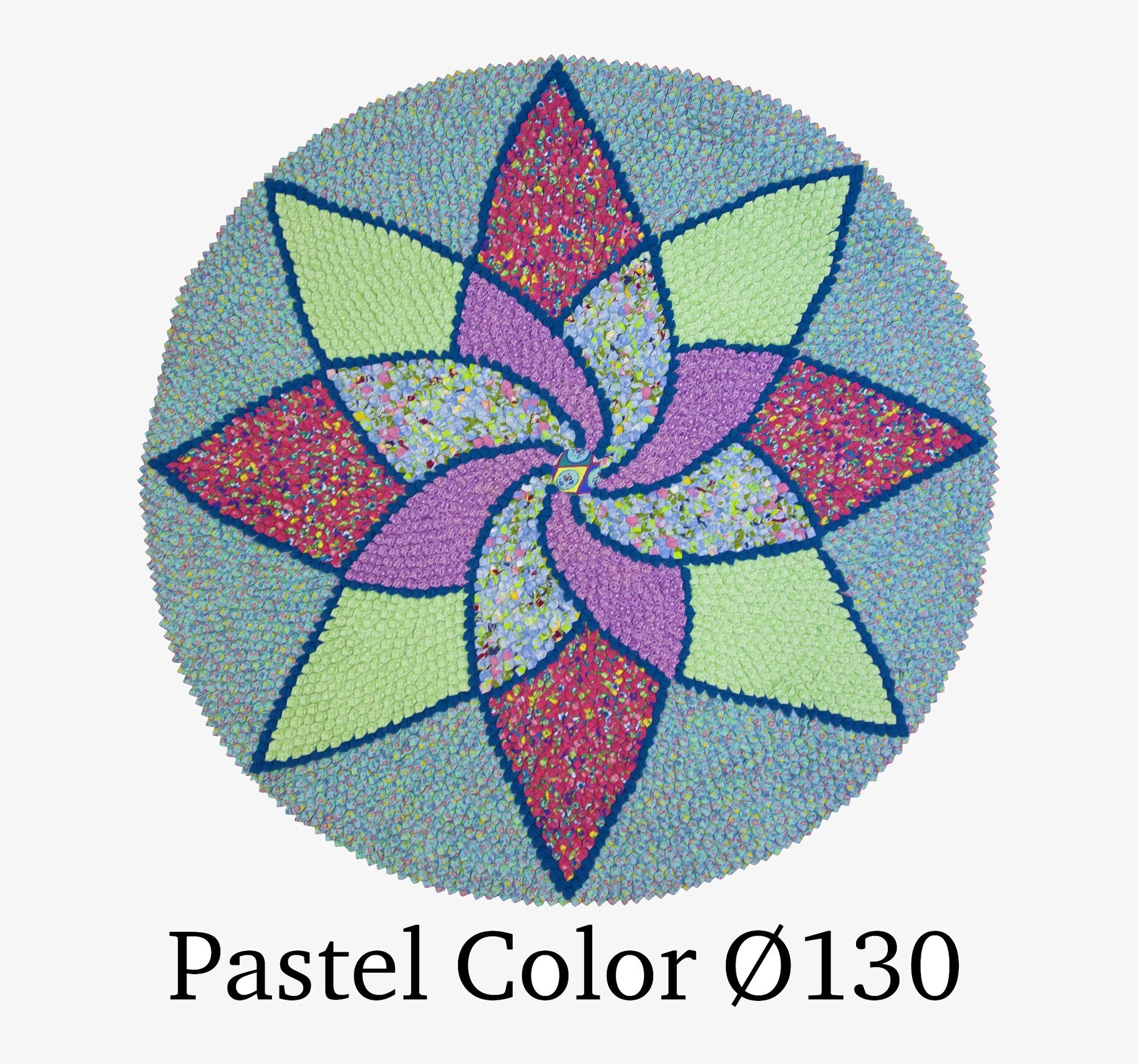 Handgjord Matta från Rice med stjärnmönster och pastellfärger