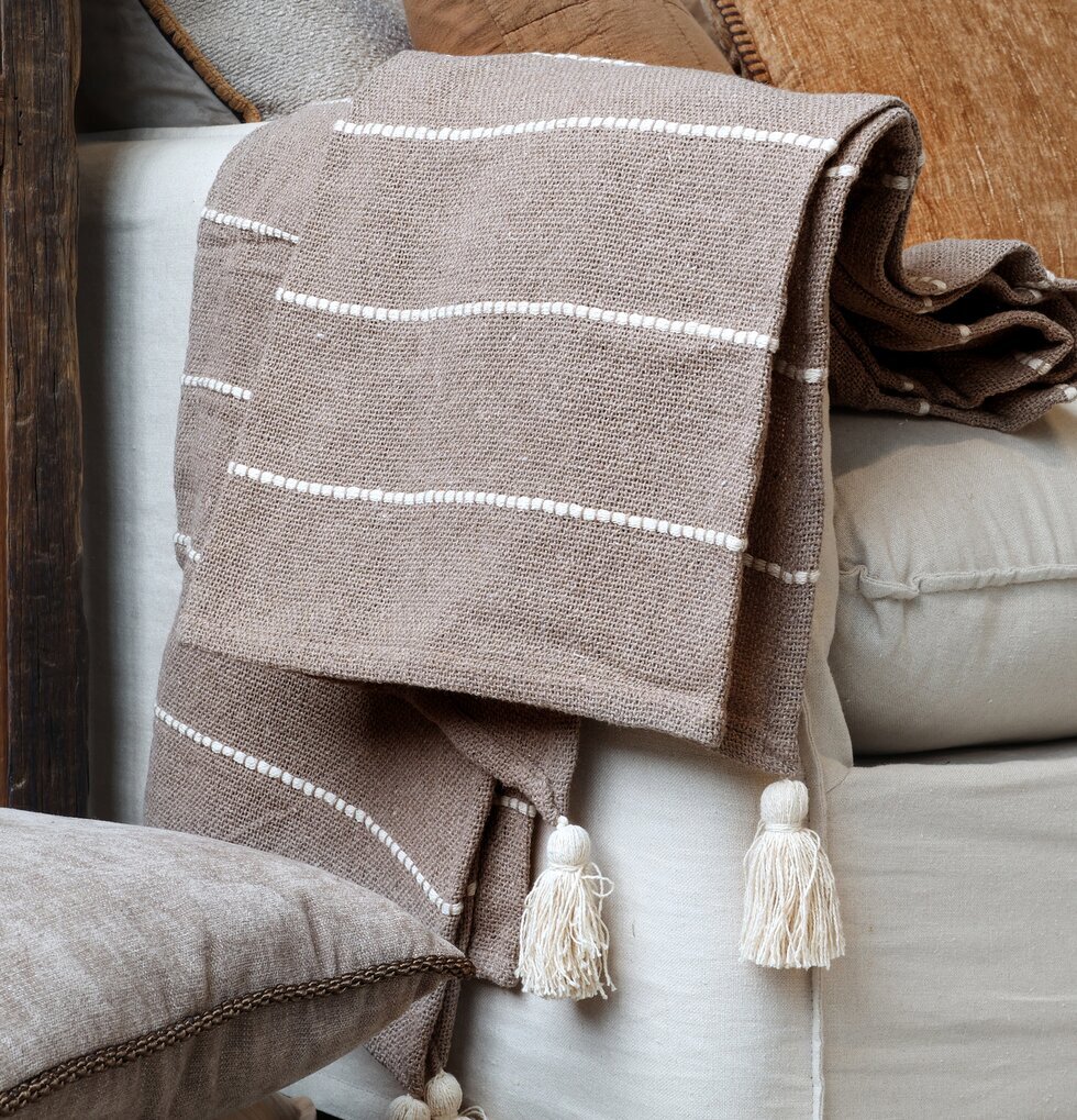 Pläd Taupe & Cream Chic Antique Täcken, filtar, plädar och överkast Filtar Plädar Överkast