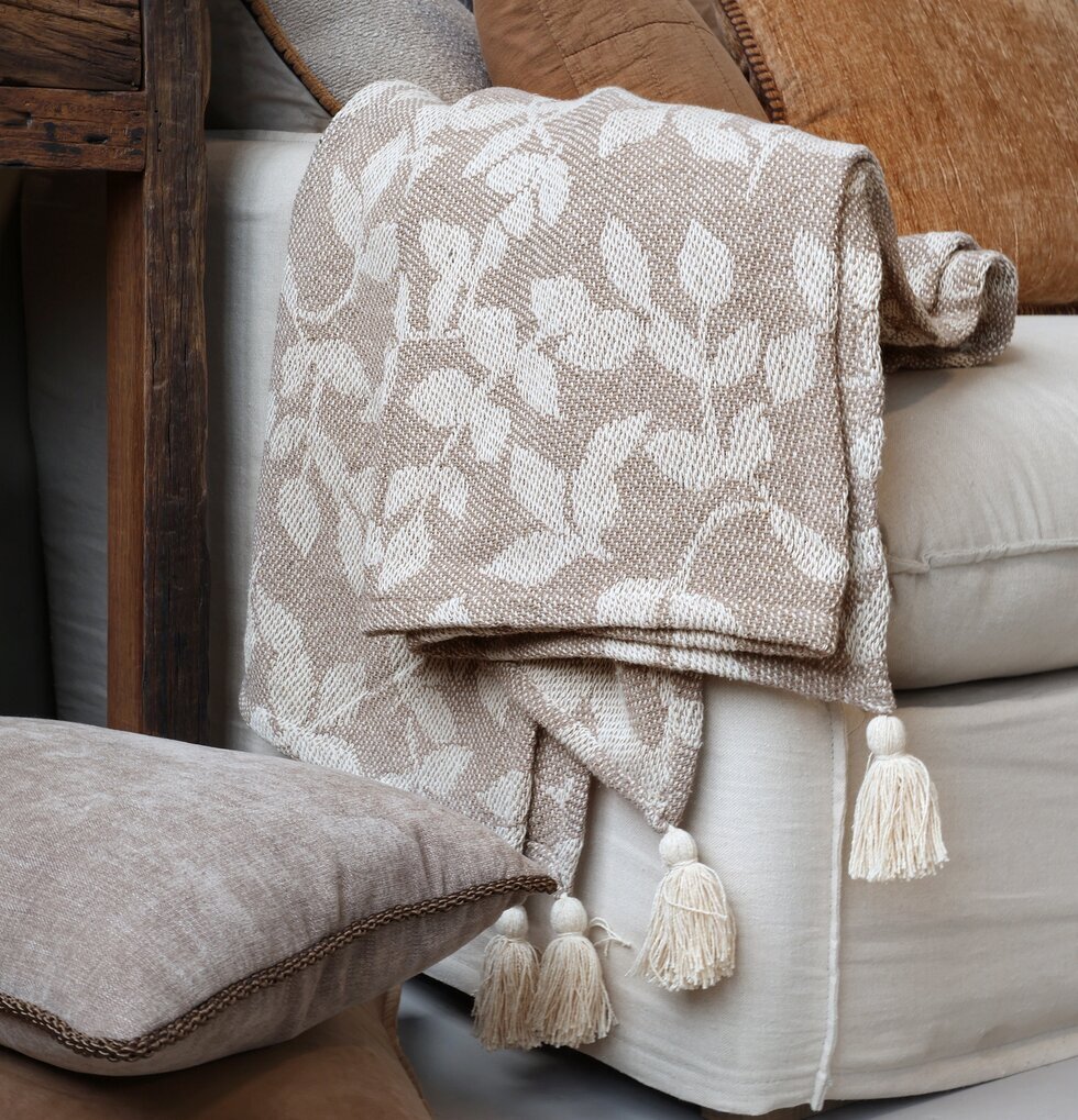 Pläd Taupe & Cream Chic Antique Täcken, filtar, plädar och överkast Filtar Plädar Överkast