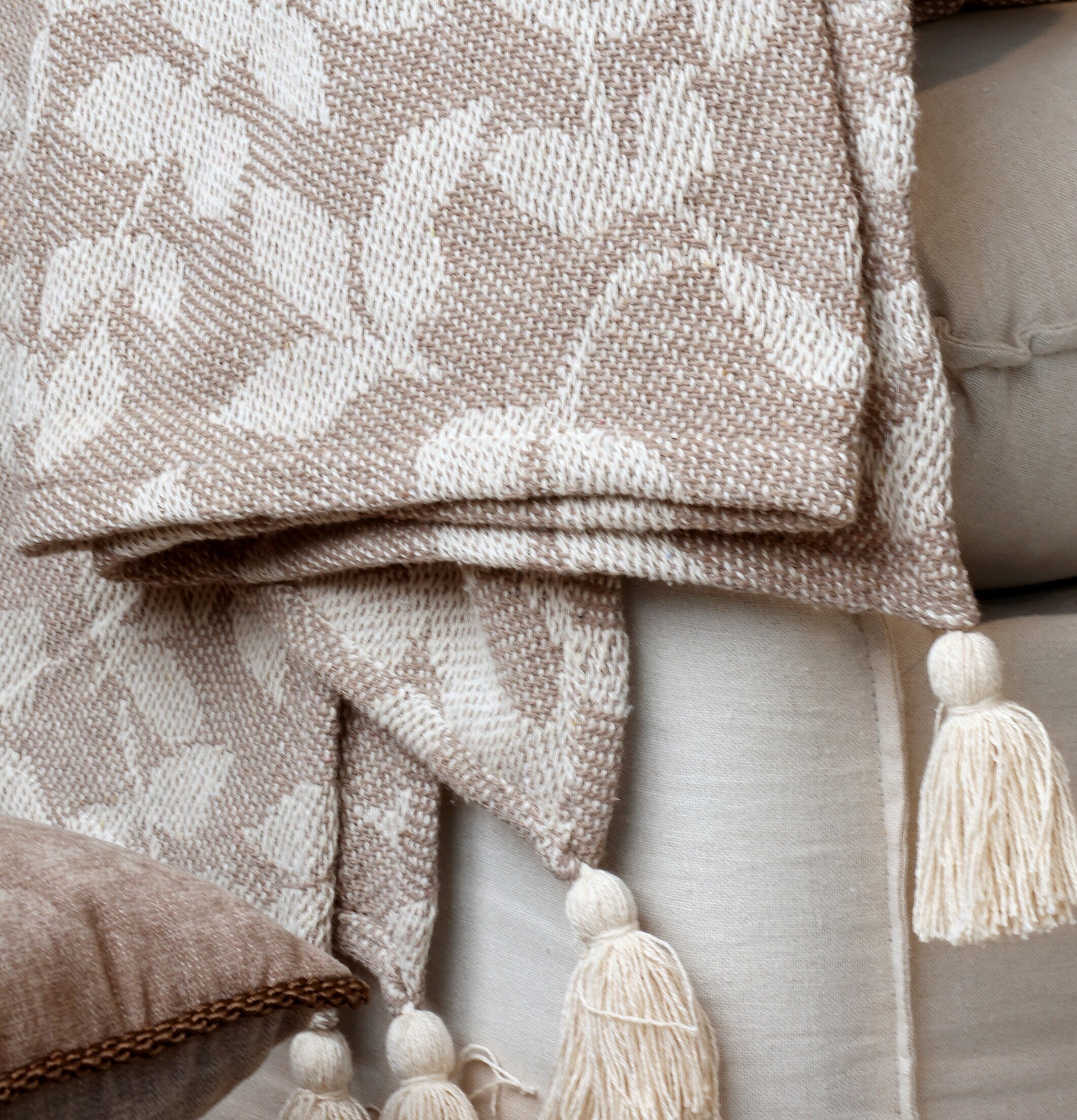 Pläd Taupe & Cream Chic Antique Täcken, filtar, plädar och överkast Filtar Plädar Överkast