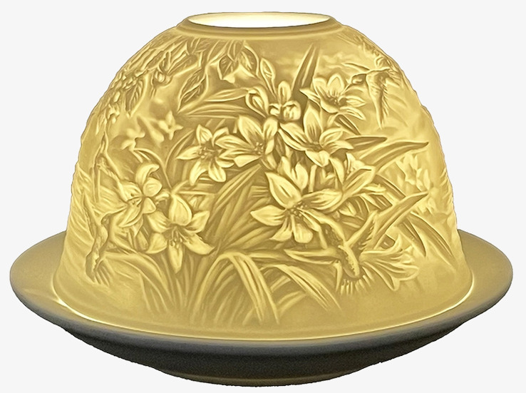 Ljuslykta Porslin Vit Blommor Clayre & Eef Lyktor Endless Light Ljuslyktor