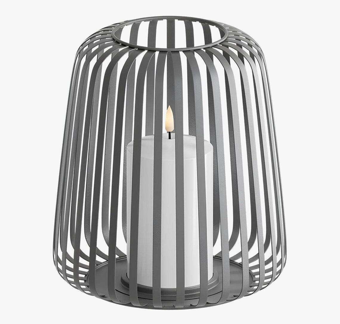 Lanterna Grå LED 20x22cm Deluxe Homeart Lanternor Stearinljus batteridrivna
