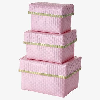 Bild av stilrena och stapelbara förvaringsboxar i rosa