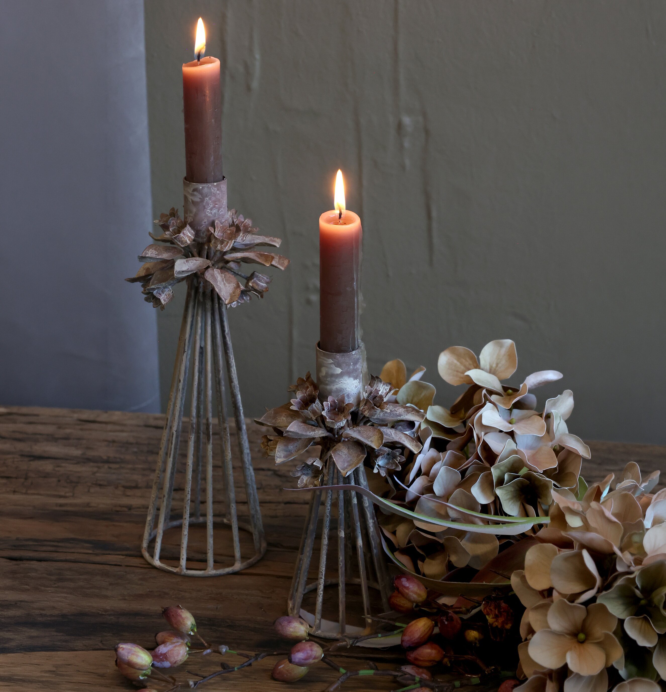 Ljusstake Blomsterdekor Hög Låg Ljusstakar Chic Antique Adventsstakar Ljushållare Ljushyllor