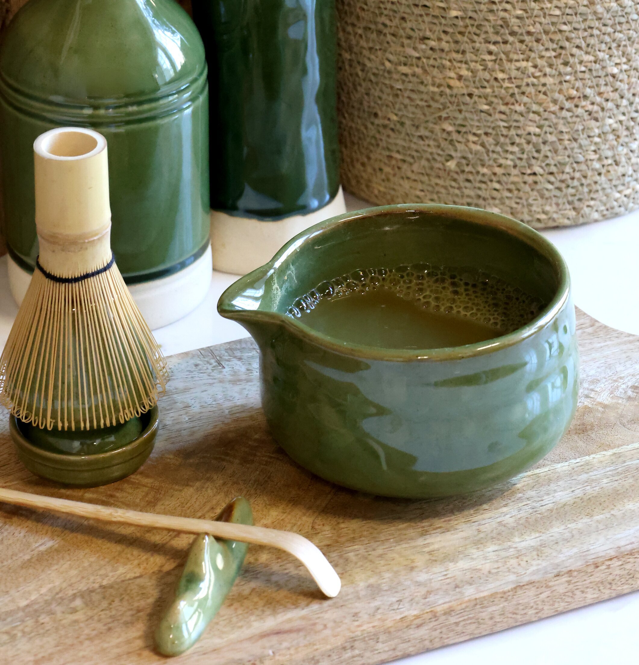 Matcha Set Grön Chic Antique Muggar/koppar i porslin, keramik, papper eller biologiskt material organiskt ekologiskt Termomuggar