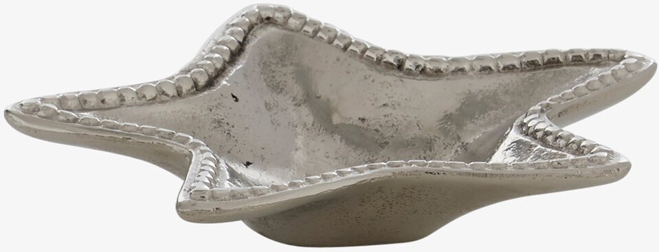 Bild av ett fat med sjöstjärneform och metallisk yta