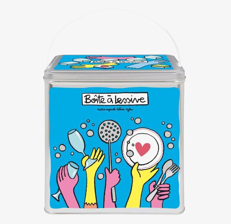 Plåtburk diskmedel från Derriére la porte med färgglad design