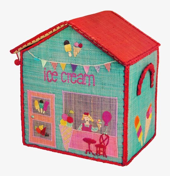 Bild av färgglad förvaringskorg med glasskioskdesign